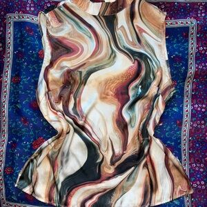 SHEIN Marble Print Sleeveless Blouse